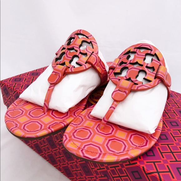 Tory Burch Miller Sandals Coral Pink 7 7.5 8 8.5 - Picture 4 of 7